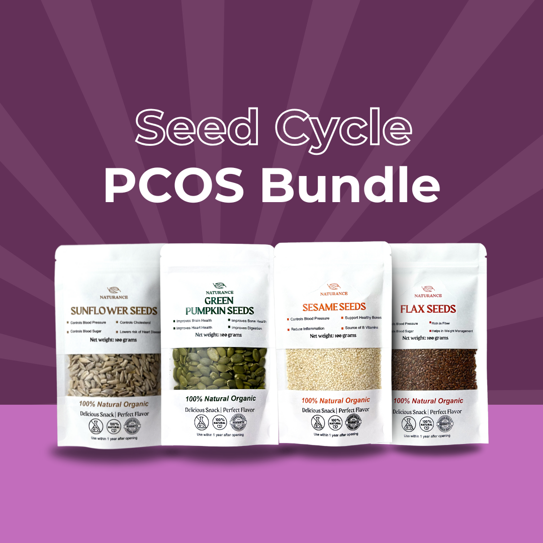 Seed Cycle PCOS Kit | 4 Essentials for Hormonal Balance | Flax, Pumpkin, Sesame, Sunflower (100g each)