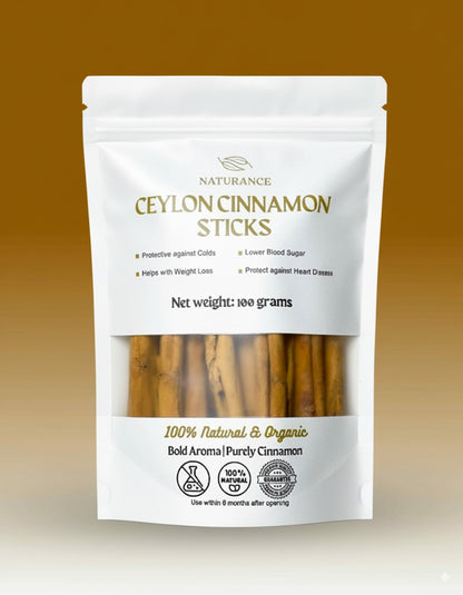 Premium Ceylon Cinnamon Sticks – 100g (Sri Lankan, True Cinnamon)